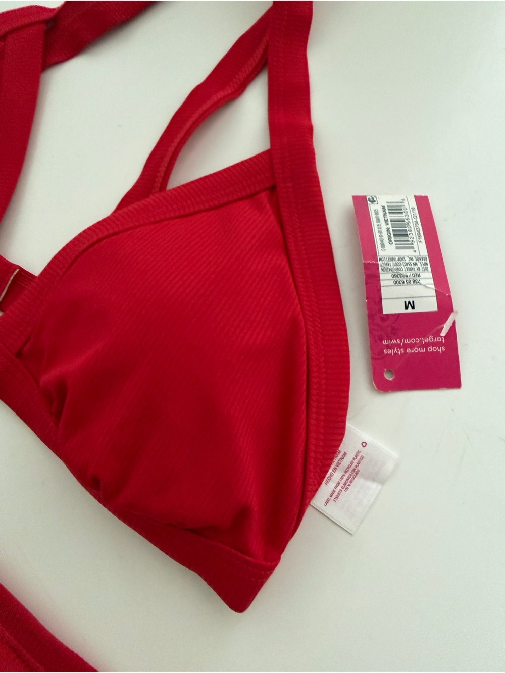 NWT Red Ribbed Triangle Bikini Set - Picture 3 of 4